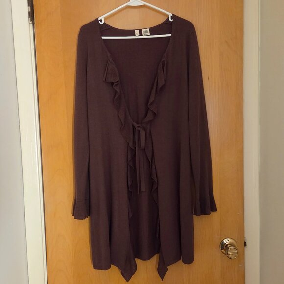Moth Anthropologie Duster Cardigan Size M Angora Cashmere Chocolate Brown Boho - Picture 1 of 8